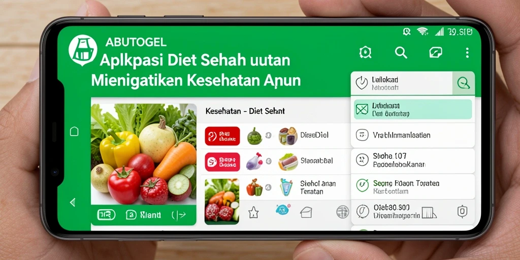 Antarmuka aplikasi ABUTOGEL dengan fitur Diet Sehat.