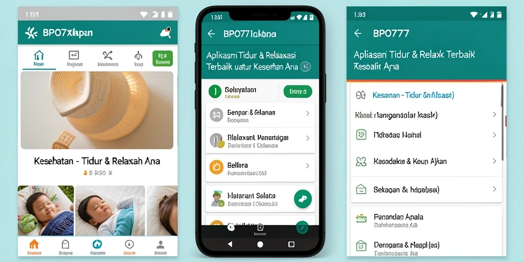 Antarmuka aplikasi BPO777 yang sederhana dan menarik untuk Tidur & Relaksasi.