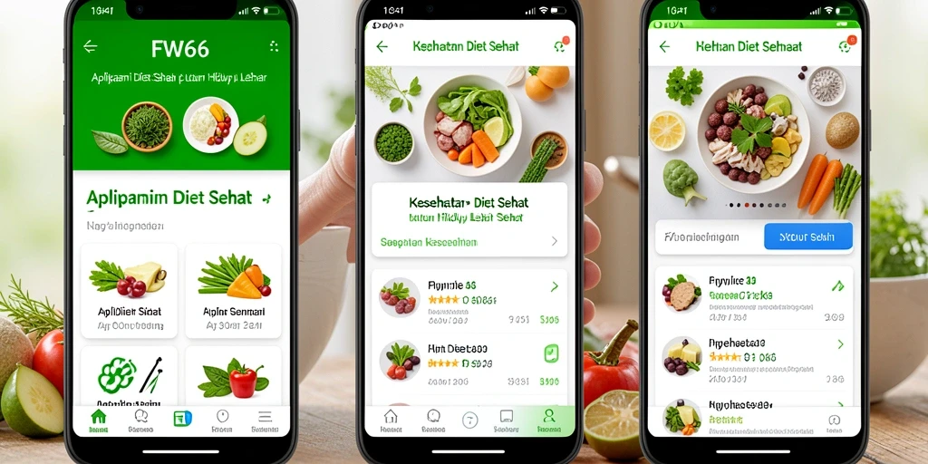 Antarmuka FW66 yang menarik untuk aplikasi Diet Sehat.