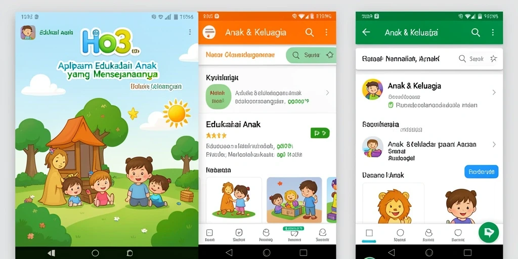 Antarmuka aplikasi HO3 yang menarik dan edukatif untuk anak-anak.