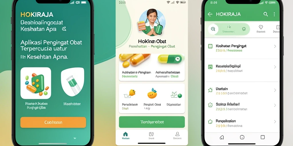 Antarmuka HOKIRAJA yang menampilkan pengingat obat secara jelas dan informatif.