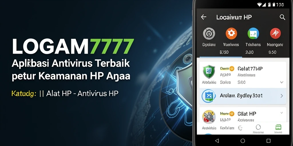 Antarmuka LOGAM777 yang menampilkan fitur keamanan Antivirus HP.
