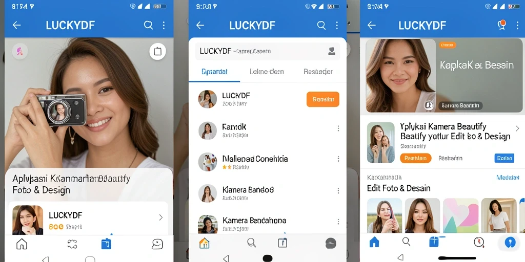 Tampilan antarmuka LUCKYDF yang intuitif dan menarik untuk edit foto.