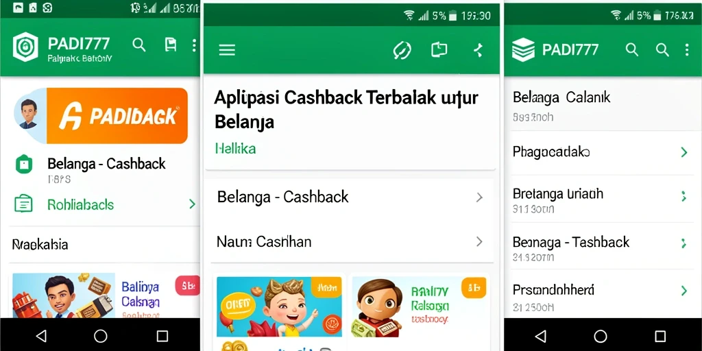 Tampilan antarmuka aplikasi Cashback PADI777 yang mudah digunakan.