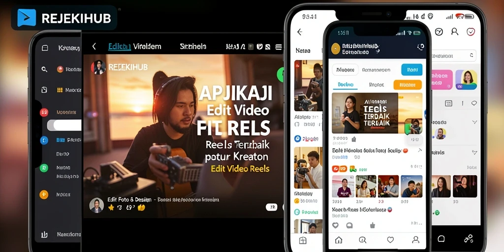 Screenshot antarmuka REJEKIHUB yang menunjukkan fitur Edit Video Reels yang menarik.