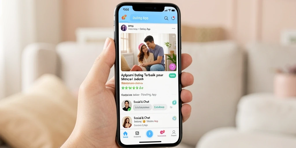 Antarmuka aplikasi RP66 dengan fitur pencarian dating yang menarik.