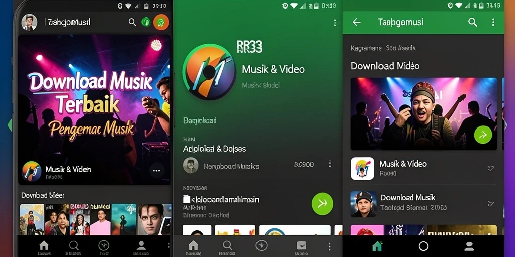 Screenshot utama RR33 menampilkan antarmuka Download Musik yang intuitif.